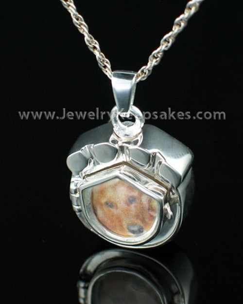 Cremation Pet Locket Sterling Silver Photo Paw Keepsake