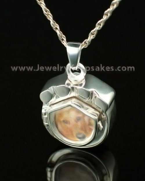 Cremation Pet Locket 14K White Gold Photo Paw Keepsake