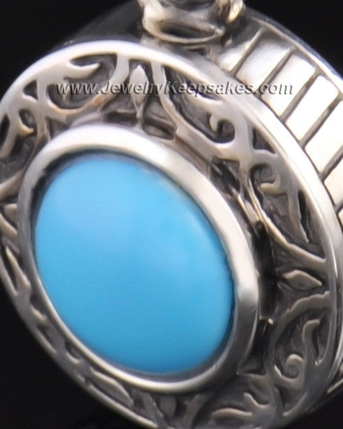 Keepsake Cremation Jewelry Sterling Silver with Turquoise
