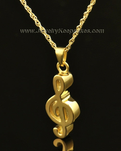 Jewelry Urn 14K Gold Music Note Keepsake