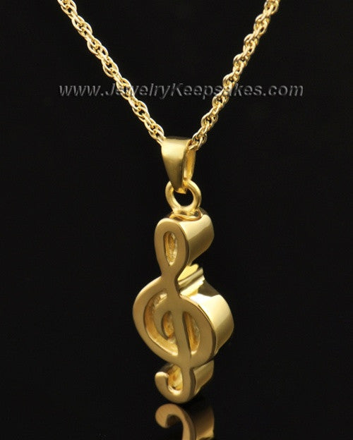 Jewelry Urn Gold Vermeil Music Note Keepsake