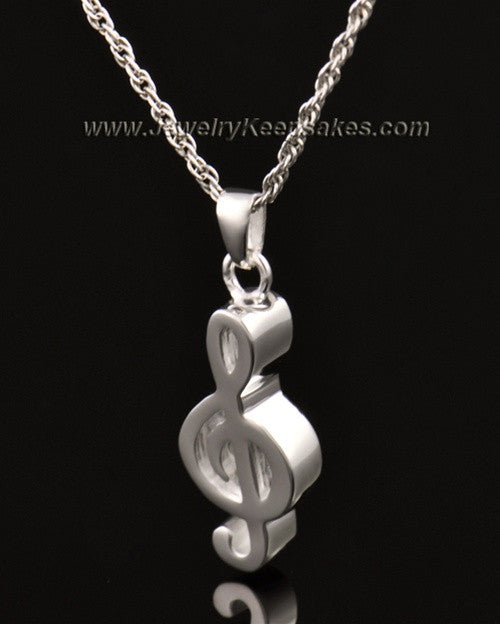 Jewelry Urn 14K White Gold Music Note Keepsake