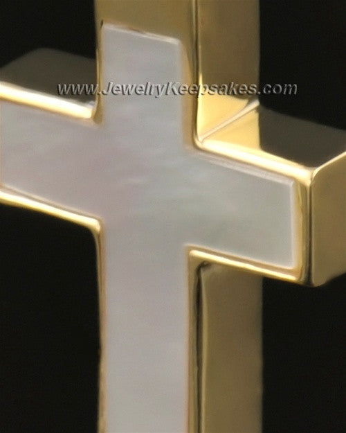 Memorial Keepsake Jewelry Solid 14K Gold Pearly Cross