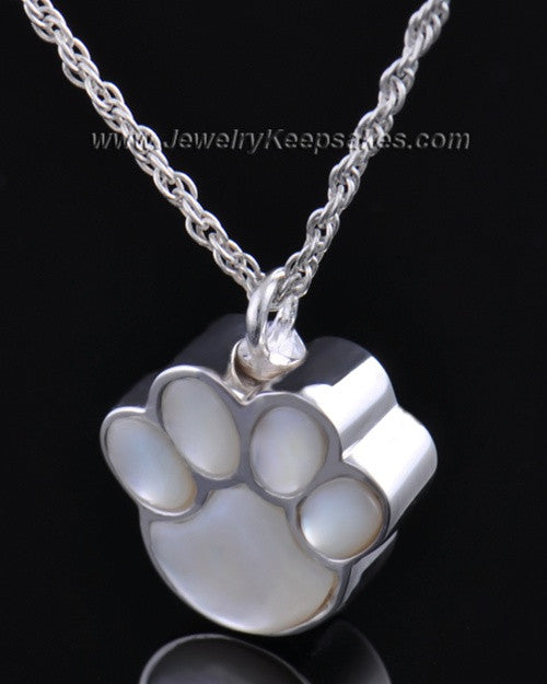 Pet Necklace Urn Sterling Silver Pearly Paw Keepsake