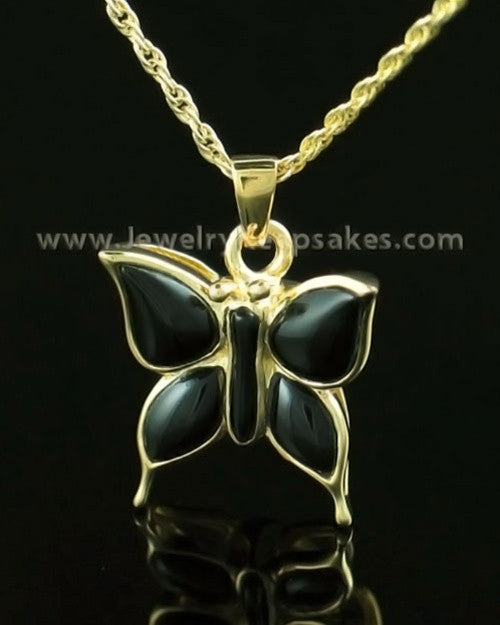 Memorial Necklace 14K Gold Night Butterfly Keepsake