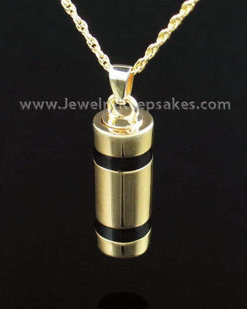 Cremains Pendant 14K Gold Plated Imperial Cylinder Keepsake