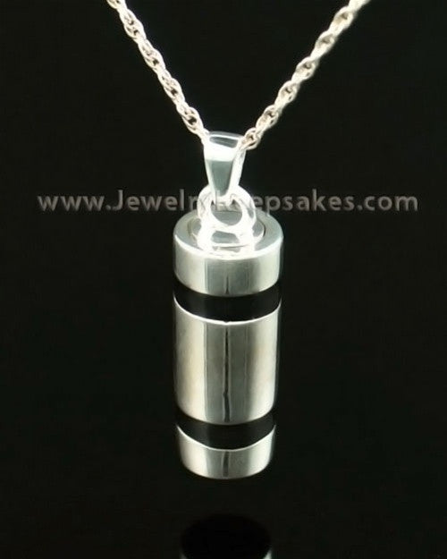 Cremains Pendant 14K White Gold Imperial Cylinder Keepsake