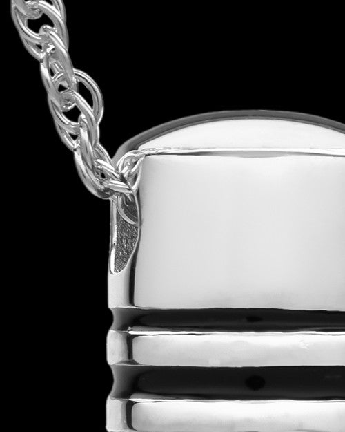 Cremation Urn Pendant Sterling Silver Grooved Cylinder Keepsake