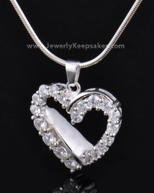 Cremation Urn Pendant Sterling Silver Glimmer Heart