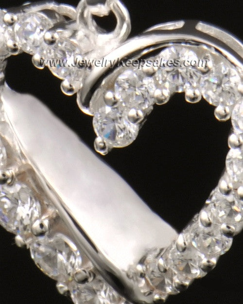 Cremation Urn Pendant 14K White Gold Glimmer Heart