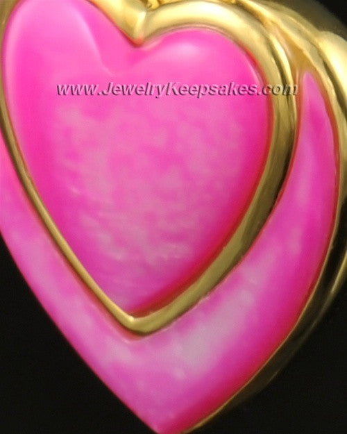 Cremation Locket 14k Gold Burgundy Heart
