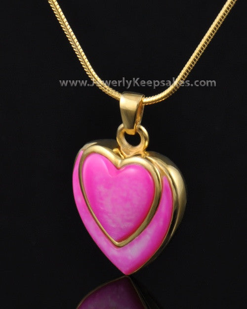 Cremation Locket Gold Plated Burgundy Heart-Engravable