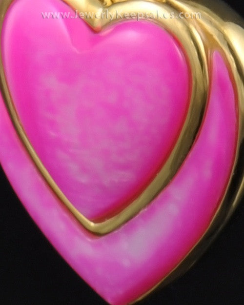 Cremation Locket Gold Plated Burgundy Heart-Engravable