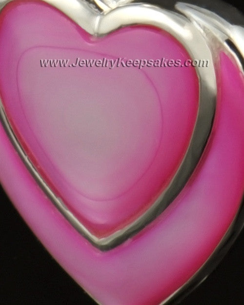 Cremation Locket 14k White Gold Burgundy Heart-Engravable