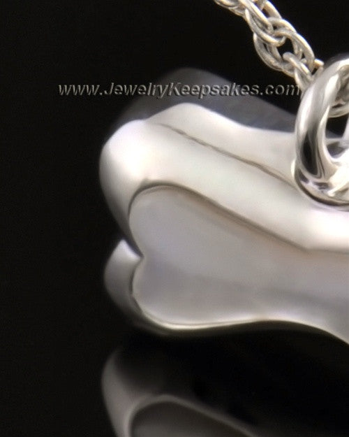 14k White Gold Pet Memorial Pendant Milky Bone - Engravable