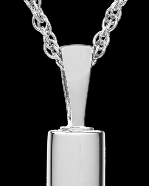 Pet Necklace Urn Sterling Silver Raised Paw Cylinder-Engravable