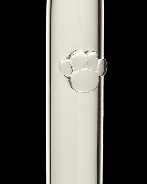 Pet Necklace Urn 14K White Gold Raised Paw Cylinder