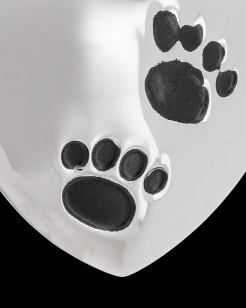 Pet Necklace Urn Stainless Steel and Black Little Paws Heart