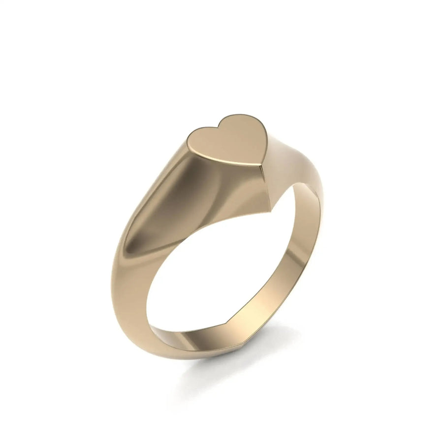 14K Gold Signet Heart Ring